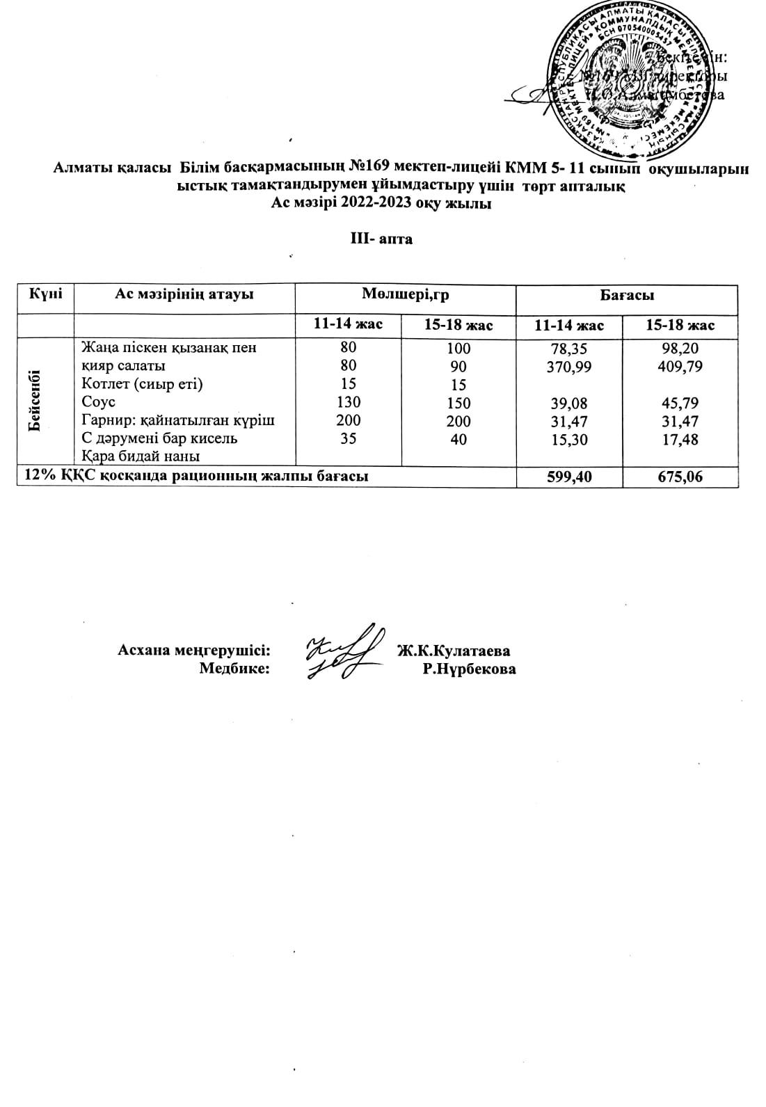 Ас мәзірі 26.01.2023 жыл 1-11 сынып