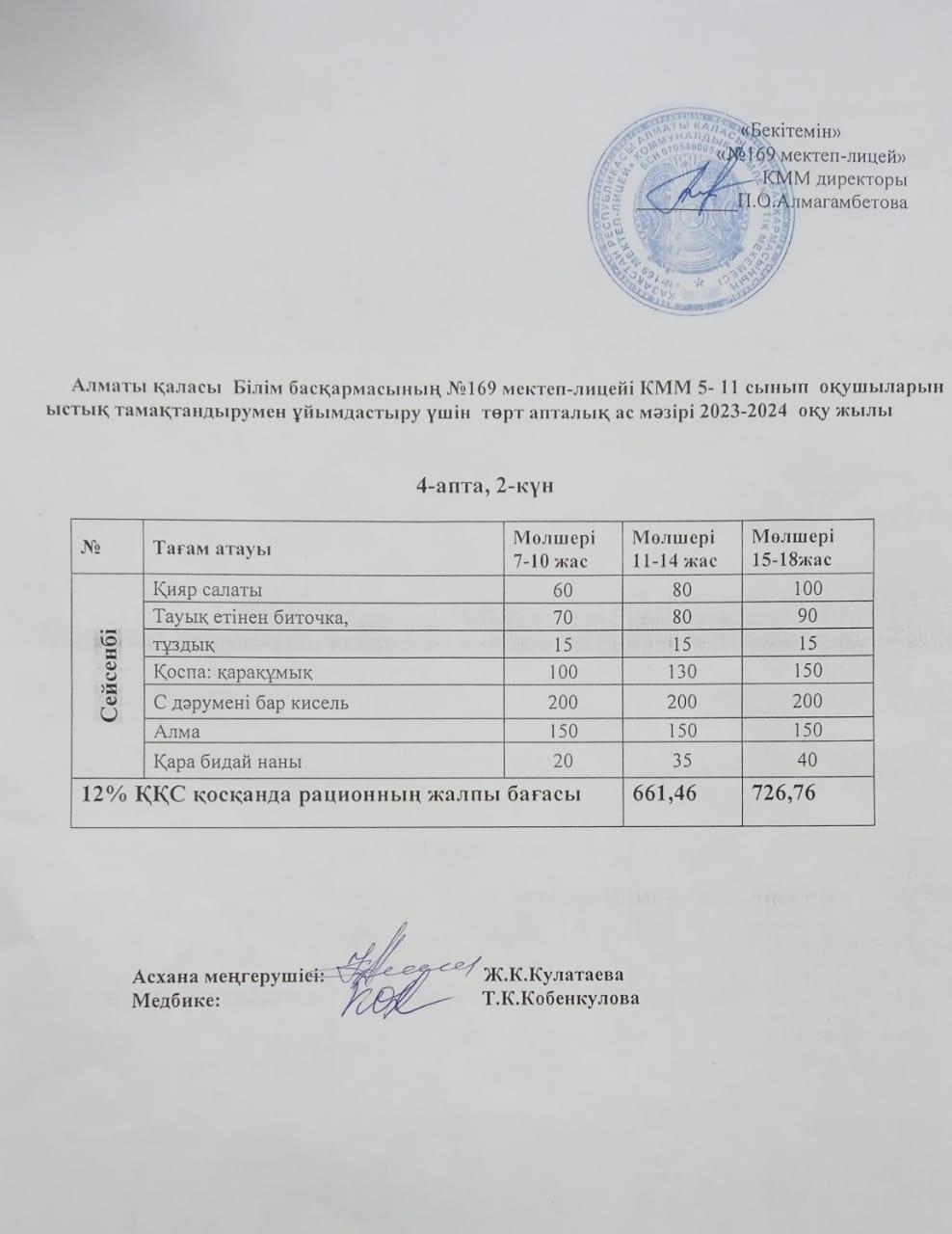 Ас мәзірі 26.11.2024ж