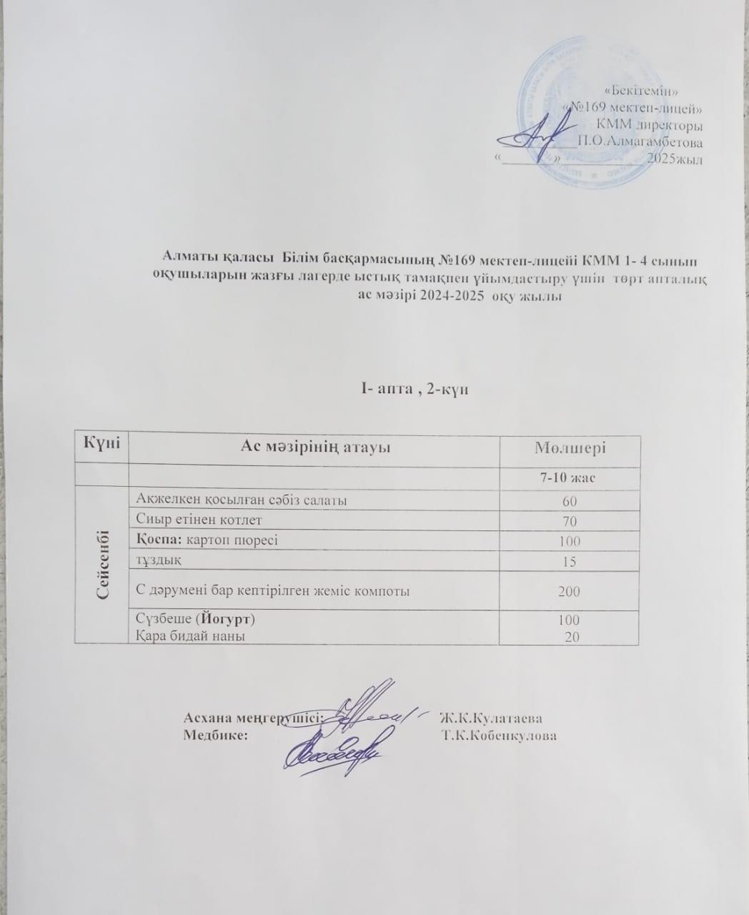 Ас мәзірі 27.05.2025ж