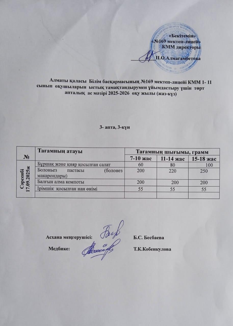 Ас мәзірі 17.09.2025ж