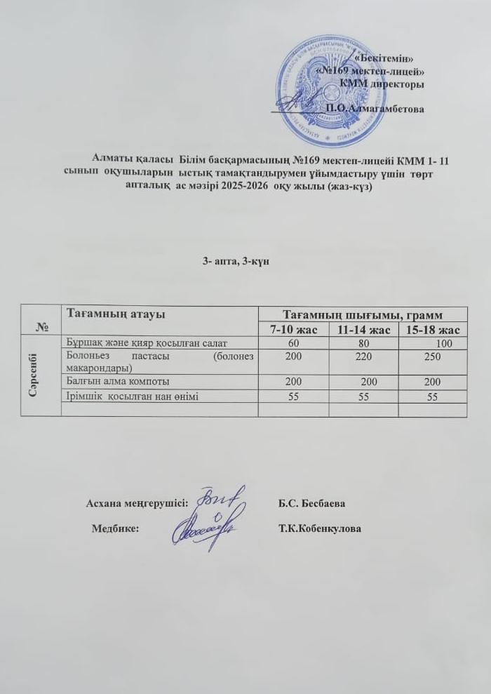 Ас мәзірі 19.11.2025ж