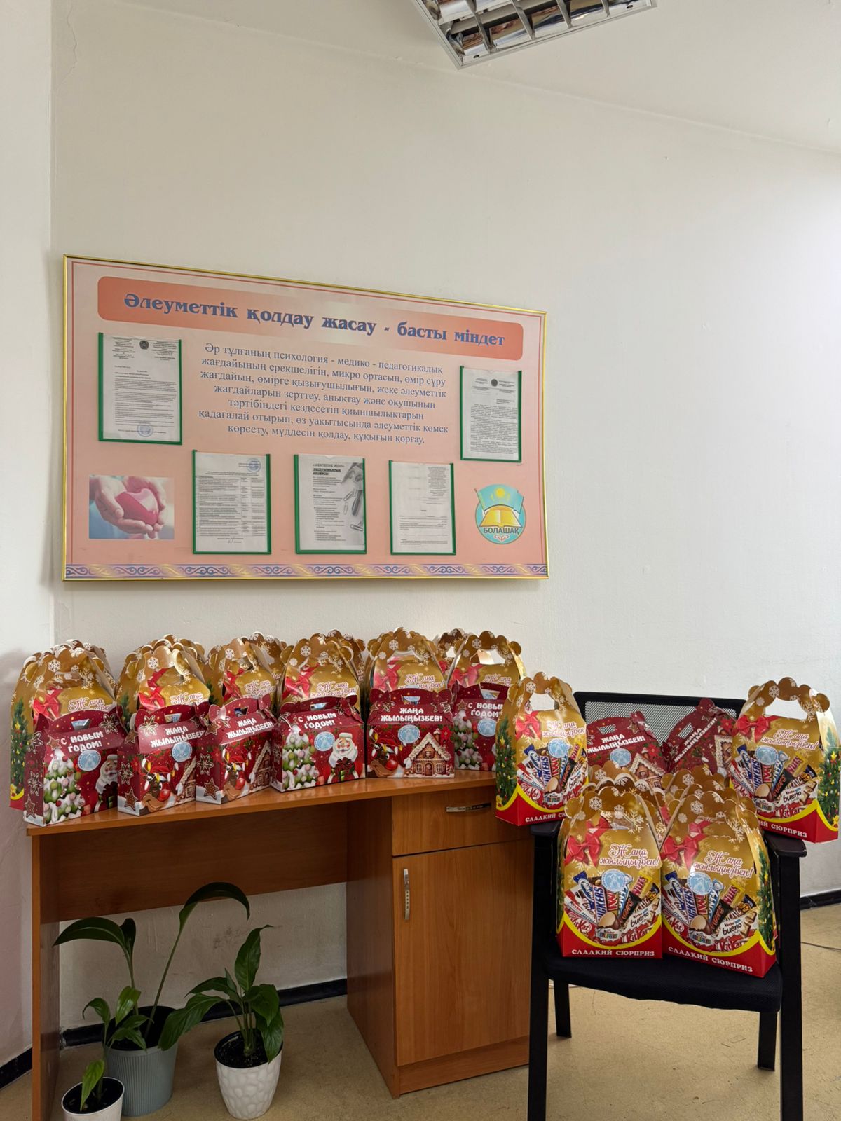 1-4 сынып аралығындағы СУСН санатындағы(көп балалы, азқамтылған, жартылай жетім, қамқорлықтағы) 30 оқушыға арналған жаңа жылдық тәттілер!